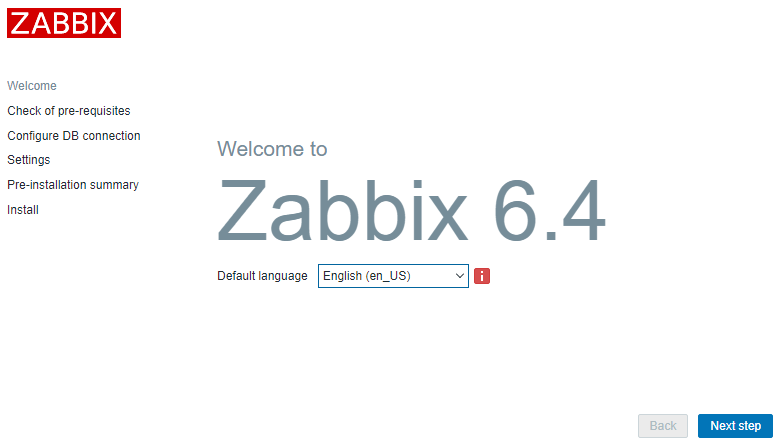 Installation step: Welcome