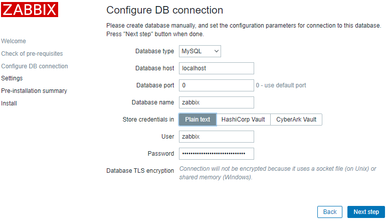 Installation: Configure DB connection