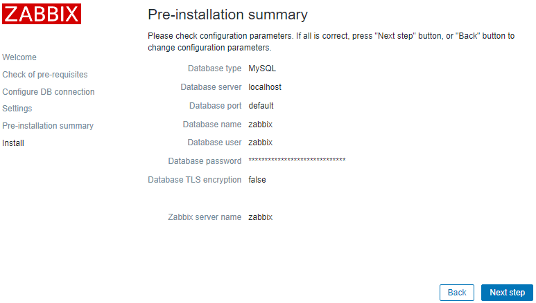 Installation: Pre-installation summary